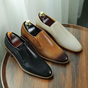 Chaussures en cuir respirantes de haute qualité pour hommes, chaussures décontractées en cuir pour hommes, chaussures de ville formelles - Product Image 4