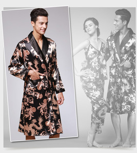 Mode hommes peignoir <span class=keywords><strong>soie</strong></span> <span class=keywords><strong>Kimono</strong></span> manches longues Robe chinois chanceux Dragon imprimer pyjamas hommes peignoir hommes vêtements de nuit <span class=keywords><strong>en</strong></span> gros - Product Image 6