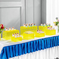 Ensemble de 12 présentoirs en acrylique écologiques personnalisés, réutilisables, bleus tendance, pour buffets et réceptions de mariage