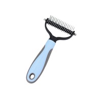 Peigne démêlant pour animaux de compagnie en acier écologique double face 2-en-1, brosse professionnelle pour le toilettage des chats, élimination des nœuds, des emmêlements et des poils lâches