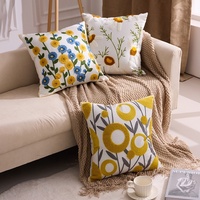 Coussins et oreillers carrés brodés en coton et lin à motifs floraux pour la maison et la table de chevet - Vente en gros et livraison directe transfrontalière