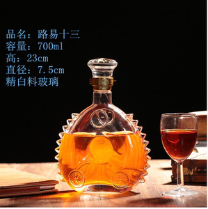 Bouteille de brandy XO en verre de 500 ml, plate, ronde, en forme d'éventail, transparente, surface ondulée blanche, bouteille à liqueur pour whisky, vin - Product Image 6