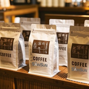 Bolsa de plástico autoportante con revestimiento de aluminio y válvula de ventilación unidireccional para almacenamiento de café, té de hojas y granos - Product Image 3