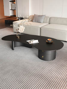 Tavolino <span class=keywords><strong>da</strong></span> Caffè in Pietra con Cassetto Sagomato, Design Moderno per Piccoli Soggiorni, <span class=keywords><strong>Arredamento</strong></span> Casa - Product Image 1