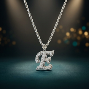 Collier Pendentif Lettre E en Argent avec Diamant de Laboratoire, Fermoir Rose, Chaîne, Bijou Personnalisé, Breloque Initiale, Mariage - Product Image 1