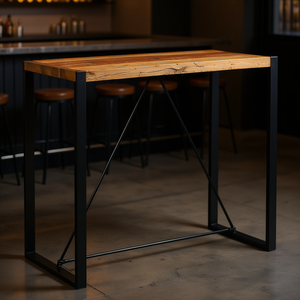 Table de bar en bois massif récupéré 43.3x21.7x43.3 Design industriel Moderne Piétement sur tréteaux Mobilier commercial - Product Image 2