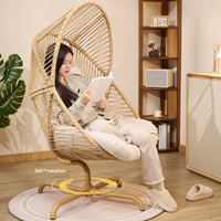 Fauteuil suspendu d'extérieur de haute qualité en rotin, style nid d'oiseau, pivotant et à bascule, pour balcon, chambre et salon, design tendance et confortable