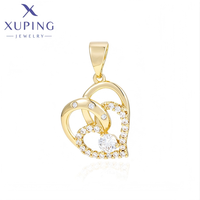 X001279382 XUPING Pendentif Cœur Creux Style Éléphant en Zircon Cubique Synthétique, Breloque Animal Porte-Bonheur pour Collier Femme, Bijoux