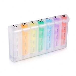 Boîte de rangement en plastique à ressort 28 compartiments, couleurs arc-en-ciel, 7 jours, pour pilules - Product Image 1