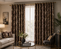 Tissu de rideau jacquard abstrait de luxe à motif de branches, matériau de draperie tissé texturé métallique