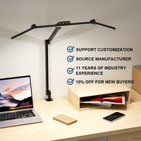Lampe de lecture protège les yeux en gros avec 3 couleurs et bras oscillant en métal lampe de bureau LED alimentée en courant continu pince sur longue lumière d'ordinateur