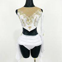 Robe de danse lyrique pour filles, robe de danse de compétition de luxe avec strass, robe de danse blanche personnalisable