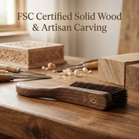 Sikat Pembersih Kayu Alami Custom OEM ODM Gagang Walnut Beech Bulu Sikat untuk Pakaian, Sepatu, dan Debu dengan Logo Custom