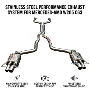 Sistema de Escape Catback con Válvulas Vortex SS304 para Mercedes AMG C63 W205 C63 S 4.0L V8 Biturbo M177, Tubo en X, Puntas Cuádruples, Sistema de Carreras - Product Image 1
