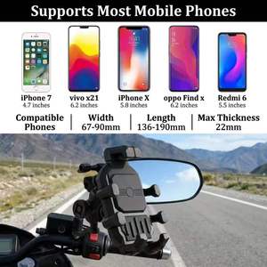 <span class=keywords><strong>Support</strong></span> de téléphone pour moto et vélo avec chargeur sans fil 30W Type-C 15W, pare-soleil, anti-vibration, antivol - Product Image 5