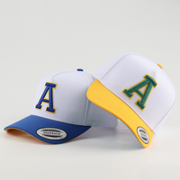 Gorra de Béisbol Personalizada de Algodón de Alta Calidad Estilo A-Frame de 5 Paneles con Logotipo Bordado en 3D en Relieve y Visera de Gamuza Bicolor