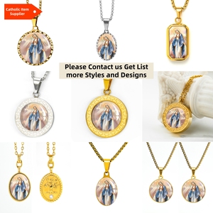 Pendentif Catholique Saint <span class=keywords><strong>Jésus</strong></span> & Vierge Marie, Image Personnalisée, Acier Inoxydable 316L, Plusieurs Styles de Pendentifs, Cadeau pour Fêtes & Anniversaires - Product Image 2