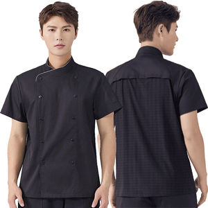 Veste de chef noire personnalisée, extensible, confortable et sans pression, unisexe, pour les cuisines de restaurants et d'hôtels - Product Image 1