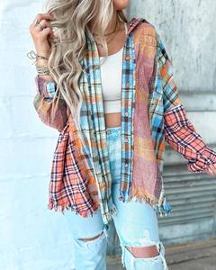 Wholesale Vintage Boho Chic Floral <strong>Overshirt</strong> for <strong>Women</strong> Casual Summer Patchwork Plaid Shirt for Autumn and Spring Seasons - Product Image 1