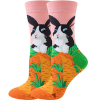 Chaussettes fantaisie mi-mollet pour femmes et hommes, motif animaux de dessin animé mignons et colorés, tendance automne-hiver