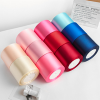 Ruban en satin polyester élégant de 5 cm de large, rouleau de 22 m, logo personnalisable, lavable, pour décoration de mariage, emballage cadeau, vente en gros
