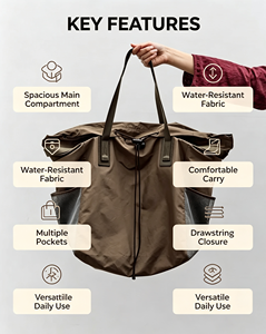 Bolsa de Lona de Algodón Multifuncional de Gran Capacidad con Bolsillo Lateral para Viajes de Larga Distancia al Aire Libre, Estilo USA Australia - Product Image 1