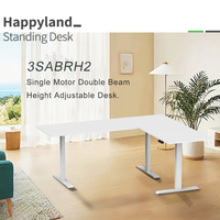 Cadre de bureau réglable en hauteur en forme de L 3SABRH2 à moteur unique et double poutre transversale pour table de direction