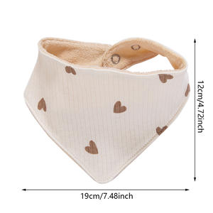0-12 meses Triángulo suave Botón a presión Toalla sólida e impresa 100% Algodón orgánico Acanalado Pequeños Baberos ajustables para bebés personalizados - Product Image 4