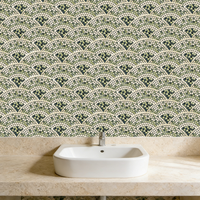 Carreaux de mosaïque en marbre vert beige de luxe en forme d'éventail, motif écaille de poisson, pour murs et sols modernes, projets hôteliers et de villas haut de gamme, pour entrepreneurs