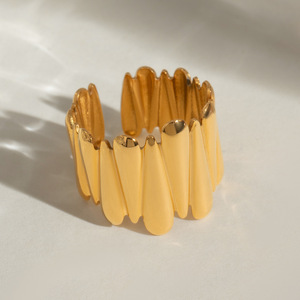 รูปทรงหยดน้ำทองสแตนเลสสตีลแหวนเปิดได้ของขวัญเครื่องประดับแฟชั่นสำหรับทุกเพศ - Product Image 2