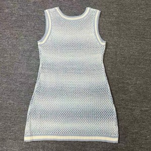 Vestidos de Lujo sin Mangas para <span class=keywords><strong>Mujer</strong></span> al por Mayor, Vestido Mini de Punto de Verano para <span class=keywords><strong>Mujer</strong></span>, Vestido de Vacaciones de Punto con Espalda Descubierta y Rayas - Product Image 5