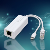 Splitter PoE Standard Blanc Isolé 48V vers 5V 2.4A avec Interface Micro USB 10/100Mbps pour Système de Caméra de Surveillance et Alimentation Ethernet ABS