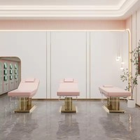 Lit de salon rose de luxe Table de massage moderne à 4 moteurs avec lumières LED Lit de centre de beauté électrique pour salon