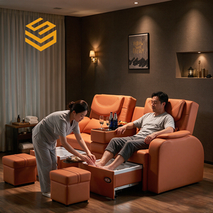 Comoda Poltrona per Pedicure Regolabile in Acciaio Inox con Funzioni Elettriche di <span class=keywords><strong>Spa</strong></span> per Piedi e Massaggio per Saloni di Bellezza - Product Image 2