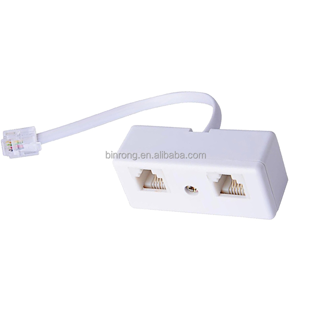 RJ11 Splitter 1 Male to 2 Female Telephone Line Splitter Adapter 6P4C Duplex Port Connector
