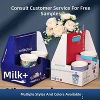 Supports de tasses en papier kraft épais jetables personnalisables pour l'emballage de café, lait et thé à emporter - Utilisation pour boissons, tasses personnalisables