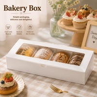 Boîte à pâtisserie jetable en carton ivoire de qualité alimentaire personnalisée avec fenêtre