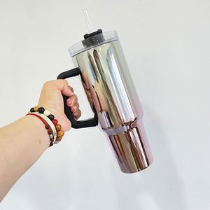 Mug de voyage isotherme en acier inoxydable à double paroi de 40 oz, avec poignée, pour sublimation, couleur dégradée effet miroir magique - Product Image 5