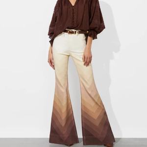 Nuevos Pantalones Vaqueros de Mezclilla con Corte de Campana para Mujer, Cintura Alta, Casuales, Elegantes, Retro, Punk, con Estampado 3D - Product Image 1