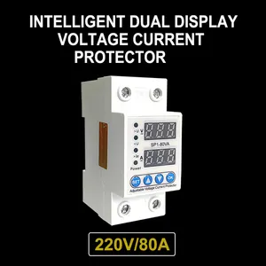 2P Din Rail 80a 220V Relé protector de dispositivo de protección ajustable sobre voltaje y bajo voltaje