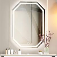 Miroir mural octogonal rétroéclairé haute définition intelligent LED pour salle de bain coiffeuse salle de sport