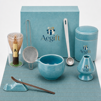 Ensemble de thé matcha artisanal Anji Newell, bol en céramique multicolores, fouet et accessoires avec boîte cadeau pour la cérémonie japonaise, la maison ou le café