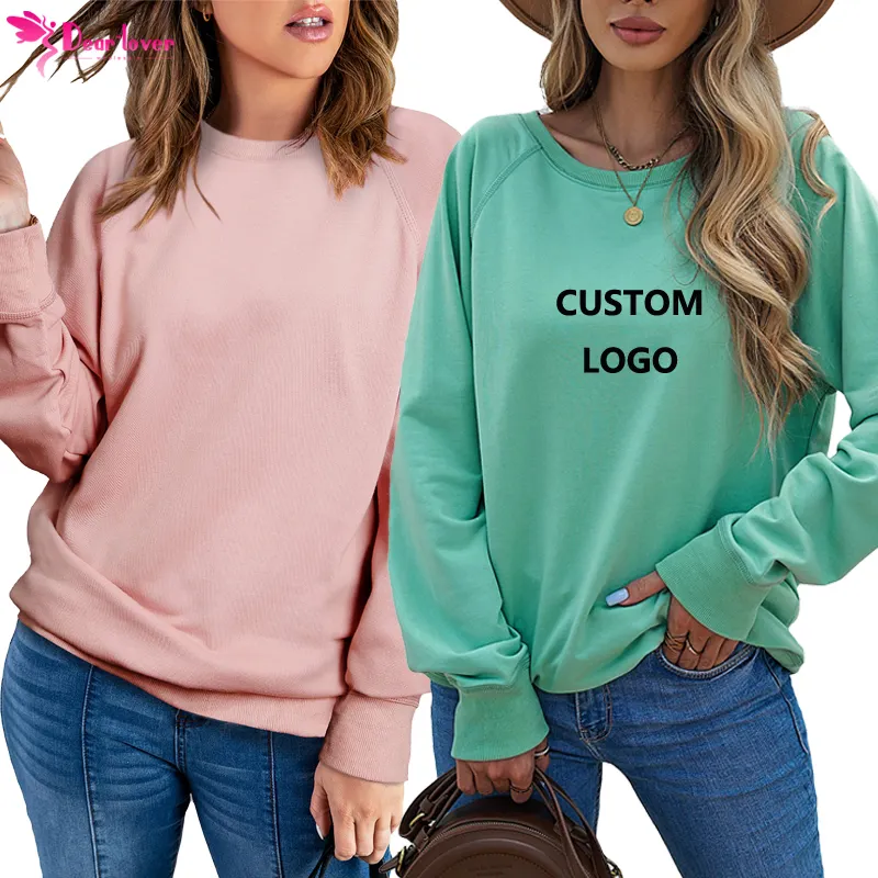 Dear-Lover OEM ODM Wholesale Blank Plain Embroidery High Quality Custom Crew Neck Crewneck Sweatshirt Women