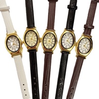 Vintage Ovale Damen-Quarzuhr Retro Arabische Ziffern Zifferblatt PU-Lederarmband Damen-Armbanduhr Mode Kleid-Uhren Großhandel