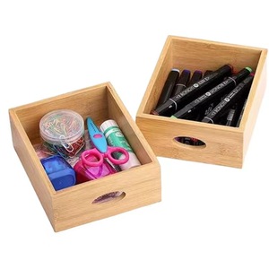 Vente en gros de Offre Spéciale empilable nouvelle boîte de rangement de bureau en bambou en bois avec 4 tiroirs pour la maison et les fournitures de bureau - Product Image 3