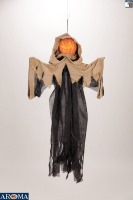 AROMA Décoration d'Halloween en forme de bonhomme citrouille suspendu de 35 pouces avec tête lumineuse pour les fêtes d'Halloween et la décoration extérieure