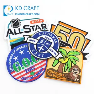 Großhandel benutzer definierte Logo 3d Kleidung große Schule Sport Stickerei Abzeichen großen Scout gewebten gestickten Patch zum Verkauf