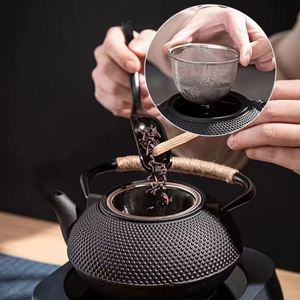 Bouilloire électrique en fonte de style japonais avec filtre, pour faire du thé sur feu de charbon, compatible avec les plaques céramiques. - Product Image 4