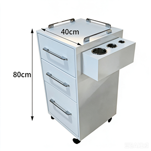 Salon Hairdressing Wooden Modern Hair Cutting Cart with Hair Dryer Holder Customizable Size and Color with Drawer <b>Trolley</b> - Product Image 6