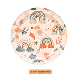 Vajilla Desechable con Diseño Bohemio de Arcoíris, Juego de 4 Artículos Personalizados: Plato de Papel, Servilleta y Vaso de Papel, Decoración para Fiestas, Artículos para Fiestas - Product Image 5